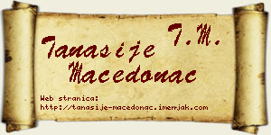 Tanasije Macedonac vizit kartica